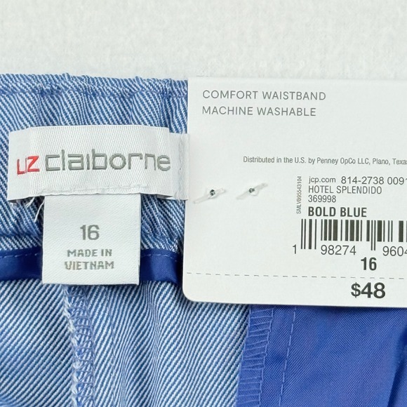 Liz Claiborne Women's Capri Pants Size 16 Blue Mid Rise Zip/Elastic Back NWT - Picture 7 of 12